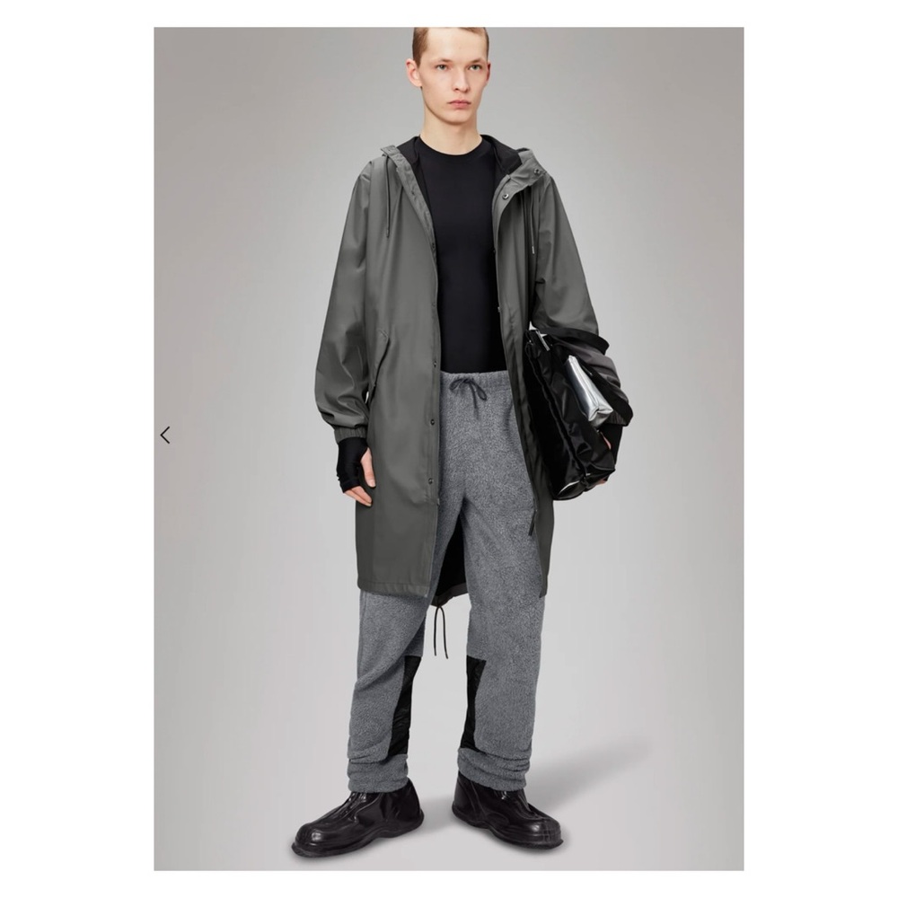 New! RAINS Fishtail Drawstring Hood Coated Parka - Picture 3 of 12